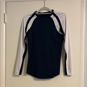 Nike Navy and White Long Sleeve Tee